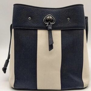 Kate Spade Stripe Jacquard Blue Bucket Handbag Purse  $325